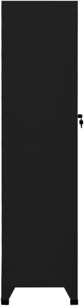 Black Steel Medium Locker Cabinet Rectangular, 70.9 Inch Tall Storage Unit with Secure Locking System and Multiple Compartments for Office Bedroom Hallway Organization,