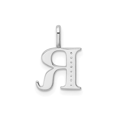 Colgante oro blanco 14k letra R con diamantes ideal para realzar tu estilo de oficina 3