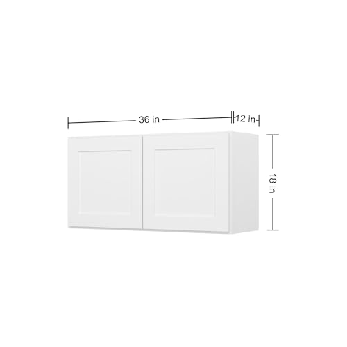Image of Furinno Shaker Wall Kitchen Cabinet 2 Doors, Ready to Assemble, 12 D x 36 W x 18 H, White