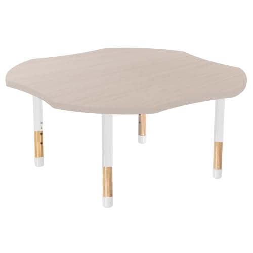 Image of Factory Direct Partners 48 inch x 48 inch Clover Kids Classroom Table with Adjustable Chunky Wood Legs