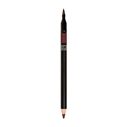 3INA MAKEUP - Vegan - The Lip Pencil 514 - Nude plum - Longwearing Formula - Highly Pigmented Intense Colors - Built- In- Brush - Intense Colorful Shades - Cruelty Free