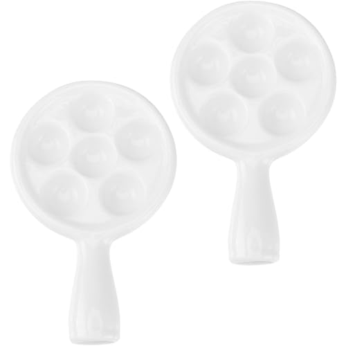 HOMSFOU 2pièces Plat à Escargots Céramique avec Poignées Résistant Haute Température Assiette à Escargot Four pour Cuisine Familiale et Barbecue