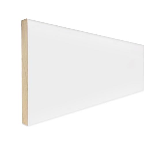 5-1/4' Baseboard Moulding, Primed Fingerjoint Poplar, Craftsman Style, 1/2' x 5-1/4' x 94', The Millwork Outlet