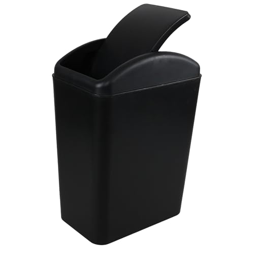 Poubelle de salle de bain noire 15l à clapet pour un salon moderne