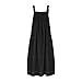 Summer Dress for Women Loose Adjustable Strap Big Pockets Work Jumper Dresses Midi Bib Overall Fashion Clothes Black
