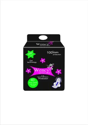 Wency Wency 40 Sanitary pads Fresh Flower Scent Gel Technology sanitary pads Clean and Fresh Daily Liners Extra Large With Wings (320 MM)