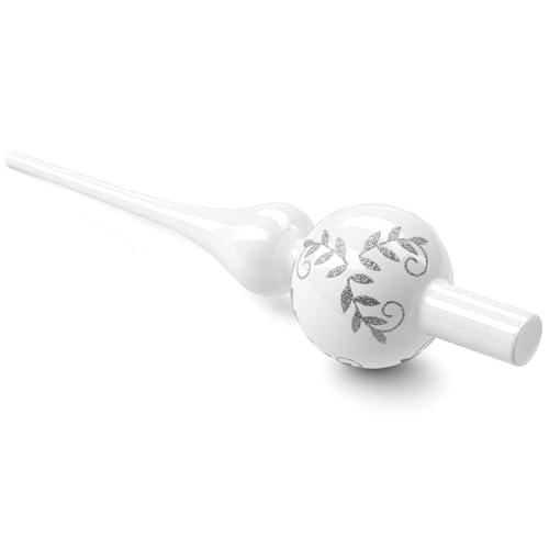 Christbaumspitze Glas Weiß, Weihnachtsbaumspitze, UNOLIGA 26cm...