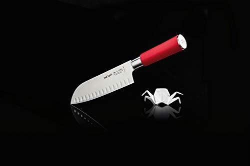 Dick 8174218K Thick Santoku Knife with Fluted Edge, Red Spirit, 18 cm