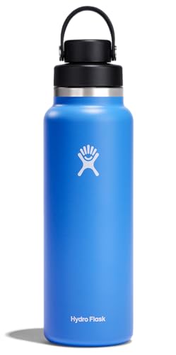 Image of Hydro Flask Water Bottle - Insulated Stainless Steel - Wide Mouth Flex Chug Lid, Non Spill, Leakproof in 40 Oz Cascade Blue