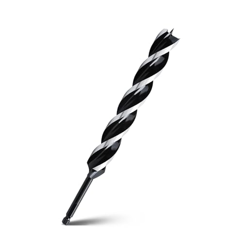1 inch x 12 inch Tri-Flute Auger Drill Bit for Wood, Hex Shank