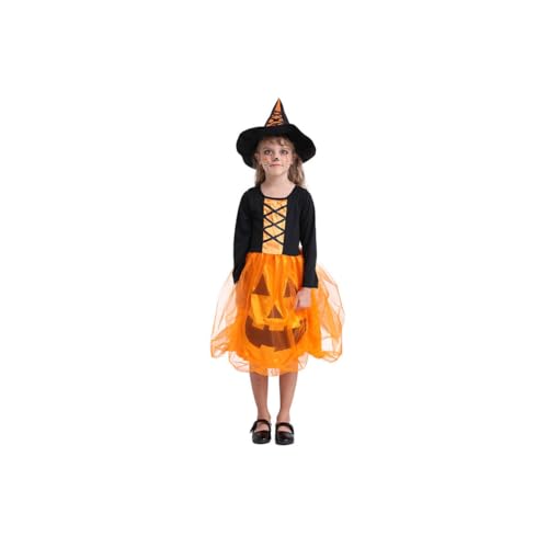 Vestido de Halloween para niña cómodo y elegante con sombrero