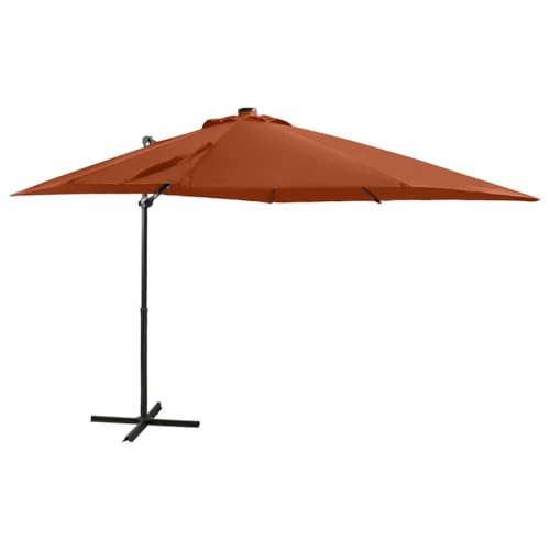 Parasol de jardin pour terrasse terre cuite rotatif et protecteur contre les rayons UV du soleil