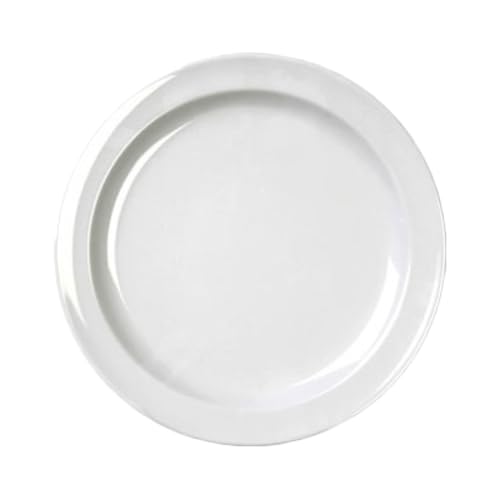 FSE NS110W Dinner Plate, 10-1/4" Dia., Round, Break-Resistant, Dishwasher Safe, BPA Free, Melamine, NuStone White, NSF, Pack of 12
