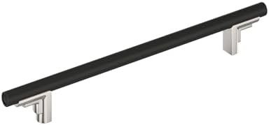 Signature Hardware 954045-12 Anberlin 12 Inch Center to Center Appliance Pull - Matte Black Handle - Polished Nickel