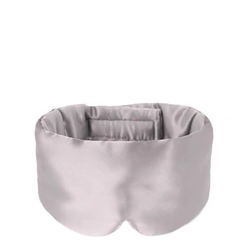 シルクスリープマスク ソフトで圧迫感のない睡眠 調節可能なワイドイヤーカバー(LightGray)