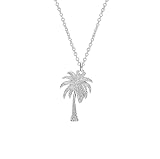 Collana con ciondolo a forma di palma portafortuna in argento Sterling 925 massiccio