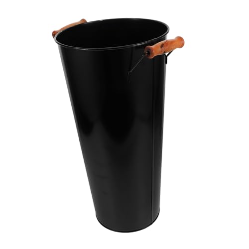 TOPBATHY Barril de almacenamiento de chimenea soporte para leña de interior portador de madera de chimenea soporte para troncos de leña carbonero fogata hierro forjado Negro