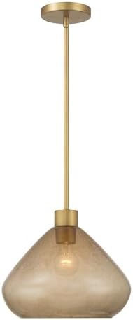 Minka-Lavery 19415-732 Elaris 12.5" 1-Light Pendant - Legacy Brass with Brown Bubble Glass