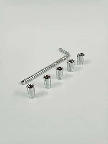 Image of 1 /4 inch L - Handle with 8, 9, 10, 11 12mm Hex Sockets (Combo 6)