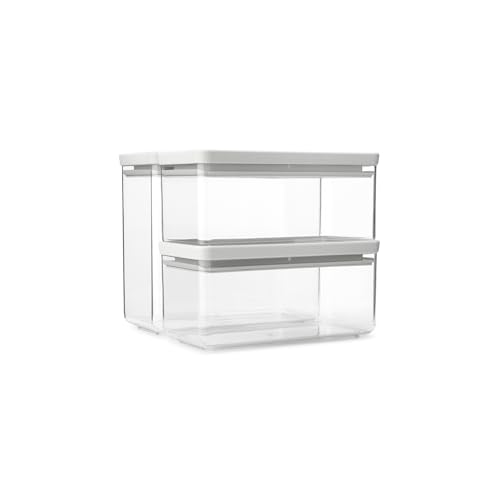 Brabantia Set de 2 récipients empilables TASTY+ (1,5 L et 3,5 L) | Récipients alimentaires hermétiques avec joint en silicone pour cuisine | Pour aliments...