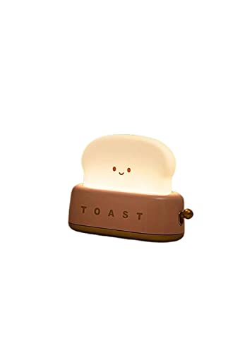 SERUMY Veilleuse créative Toast veilleuse mignonne atmosphère de guérison lumière réveil chambre chevet lumière pêche poudre