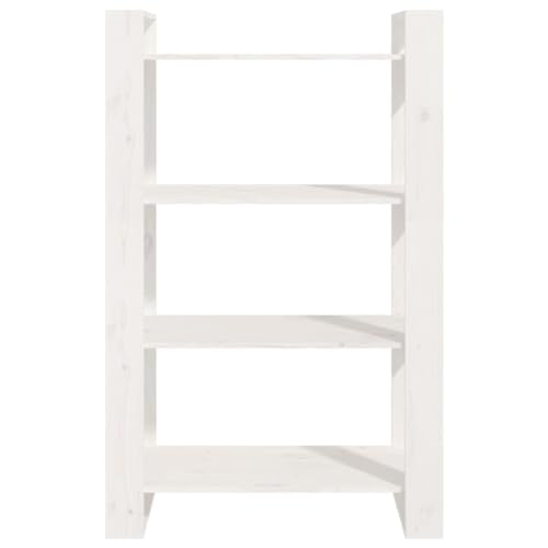 Estantería para libros de 80 x 35 x 125 cm madera maciza pino blanca para almacenaje vertical 7