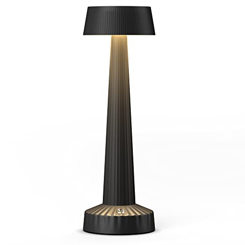 YIKUI LED Akku Tischlampe, Eingebaut 5000 mAh Batterie mit 2 Beleuchtungsmodi Dimmbar Kabellos Tischlampe , Aluminium LED Akku Tischleuchte, für Restaurant, Terrasse, Indoor & Outdoor (Schwarz) Cover