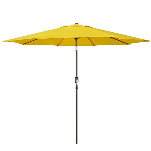 Image of Blissun 9' Outdoor Patio Umbrella, Outdoor Table Umbrella, Yard Umbrella, Market Umbrella with 8 Sturdy Ribs, Push Button Tilt and Crank