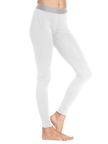 Willit Women's Thermal Underwear Bottoms Midweight Fleece Lined Pants Long Johns Base Layer White XL