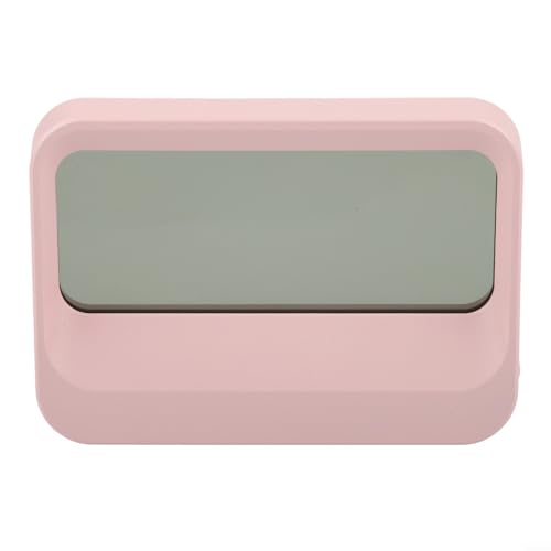 Filteilect Reloj despertador digital con indicador de fecha, 3 alarmas personalizables, función de repetición y luz nocturna para mesita de noche, portátil, funciona con pilas (rosa)