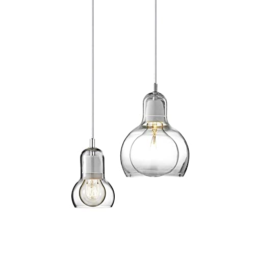 Luminaire Suspendu en Verre Transparent Style Industriel Support Ciment E27 - 3