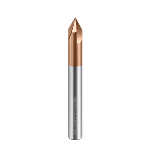 Image of Carbide Chamfer End Mills CNC Carving Bits 3 Flute TiSiN Coating V Groove 90 Degree for Different Material Like Steel Aluminum Copper Alloy 1 Pcs D4*50mm