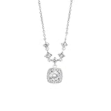 Beydodo Cadena de oro blanco 750 585 375 mujer 45 cm con colgante, collar con colgante de moissanite, cadena para mujeres y novias, Moissanita
