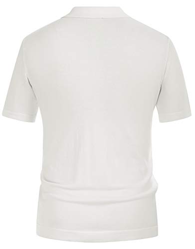 Mens Slim Fit Knitwear Short Sleeves Striped Vintage Cardigan Sweaters L Ivory #TOP3