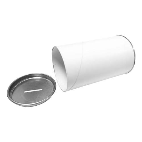jewFadz.com Cardboard White Charity Tube 2x3 inches Bulk Boxes for Fundraising with Slot and Removable Tin Top Pack of (50)