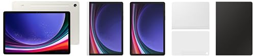 Image of Samsung Galaxy Tab S9 RAM 12 GB, ROM 256 GB, Wi-Fi + 5G Tablet, Beige with S9 Screen Protector, Transparent & S9 Book Cover Keyboard, Black & S9 Notepaper Screen, White & S9 Smart Book Cover, White
