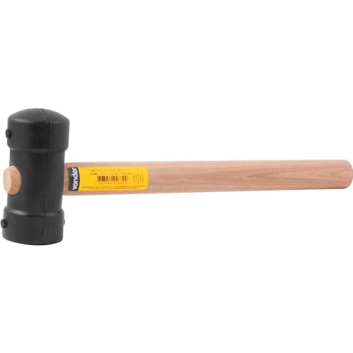 Vonder, Martelo De Borracha 40 Mm, Cabo Em Madeira, Preto.