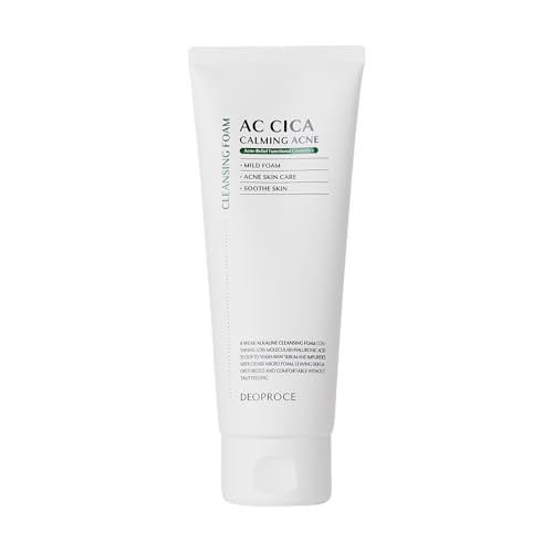 Deoproce AC Cica Calming Acne Cleansing Foam 150 ml, Korean Skincare, Centella Asiatica Extract, Vitamin Tree Fruit, White Rice Flower Extract