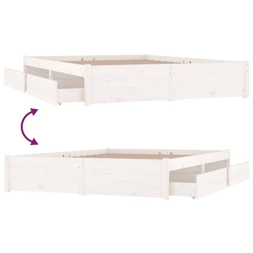 qohoio Estructura de Cama con cajones Cama canape cajones somier Cama con cajones Blanco 150x200 cm - imagen 6