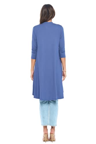 Image of Women's 3 /4 Sleeve Soft Open Front Casual Flowy Long Viscose Made from Bamboo Cardigan