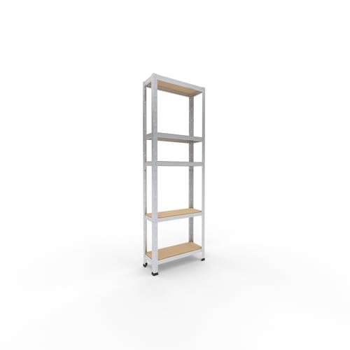 shelfplaza Home 180x60x23 cm Schwerlastregal in verzinkt mit 5 Böden und 175 kg Traglast pro Boden