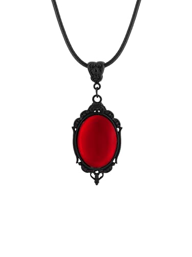 Sacina Gothic Red Teardrop Necklace - Victorian & Vintage Gothic Necklace, Costume Jewelry for Women