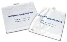 Medline Plastic Patient Belongings Bag with Patch Handle, Printed, White, 16" x 18" x 4", Hospital Essentials, Pack of 250