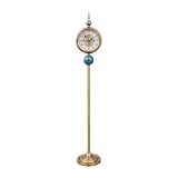 FZL02068LM Bodenuhr aus Metall im europäischen Stil mit römischen Ziffern für Wohnzimmer Bodenuhr (Blau)