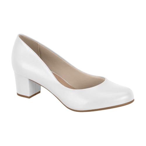 Sapato Scarpin Beira Rio Feminino Salto Blocado Branco/Branco 37