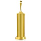 Brass Toilet Brush and Holder，Extra Long Handled Gold Toilet Brush for Bathroom，Stainless Steel Heavy Duty Toilet Bowl Brush,Deep Cleaning Modern Toilet Cleaner Brush -Space Saving, Covered Brush