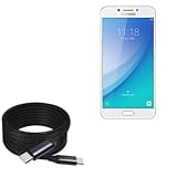 BoxWave Cable Compatible with Samsung Galaxy C5 Pro - DirectSync PD Cable (10ft) - USB-C to USB-C (100W), Long Type C Braided Nylon Alloy Fast Charge - Jet Black