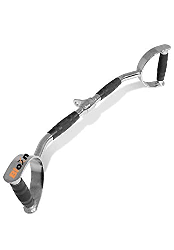 Image of Gym Machine Straight LAT Bar, with Double D Handle, High Pulley, with Rubber Grip & Safety Lock, Ideal for Triceps, shoulders, & Back Exercise (26 inch)