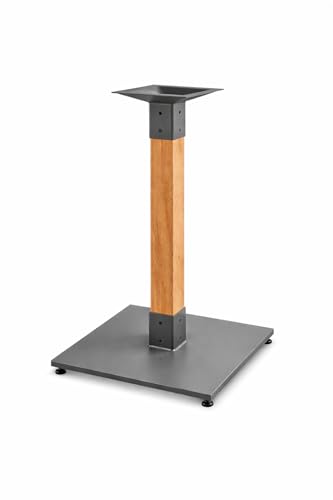 Glownary Industrial Table Base, Honey Maple Wood with Steel Base, 18.1x18.1x28.5 Inches, 400 lb Capacity, Standard Height, Square
