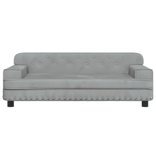 vidaXL Hundebett, Hundekissen mit weicher Polsterung, Hundesofa Hundecouch für kleine Hunde Haustiere, Haustierbett Katzenbett, Hellgrau Samt